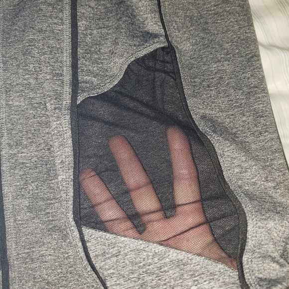 S2 1x grey sheer mesh inset athletic yoga leggings - Picture 10 of 13